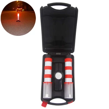 

2Pcs Led Emergency Roadside Flashing Flares Safety Strobe Light Road Warning Light Beacon Magnetic Base Detachable Stand O28