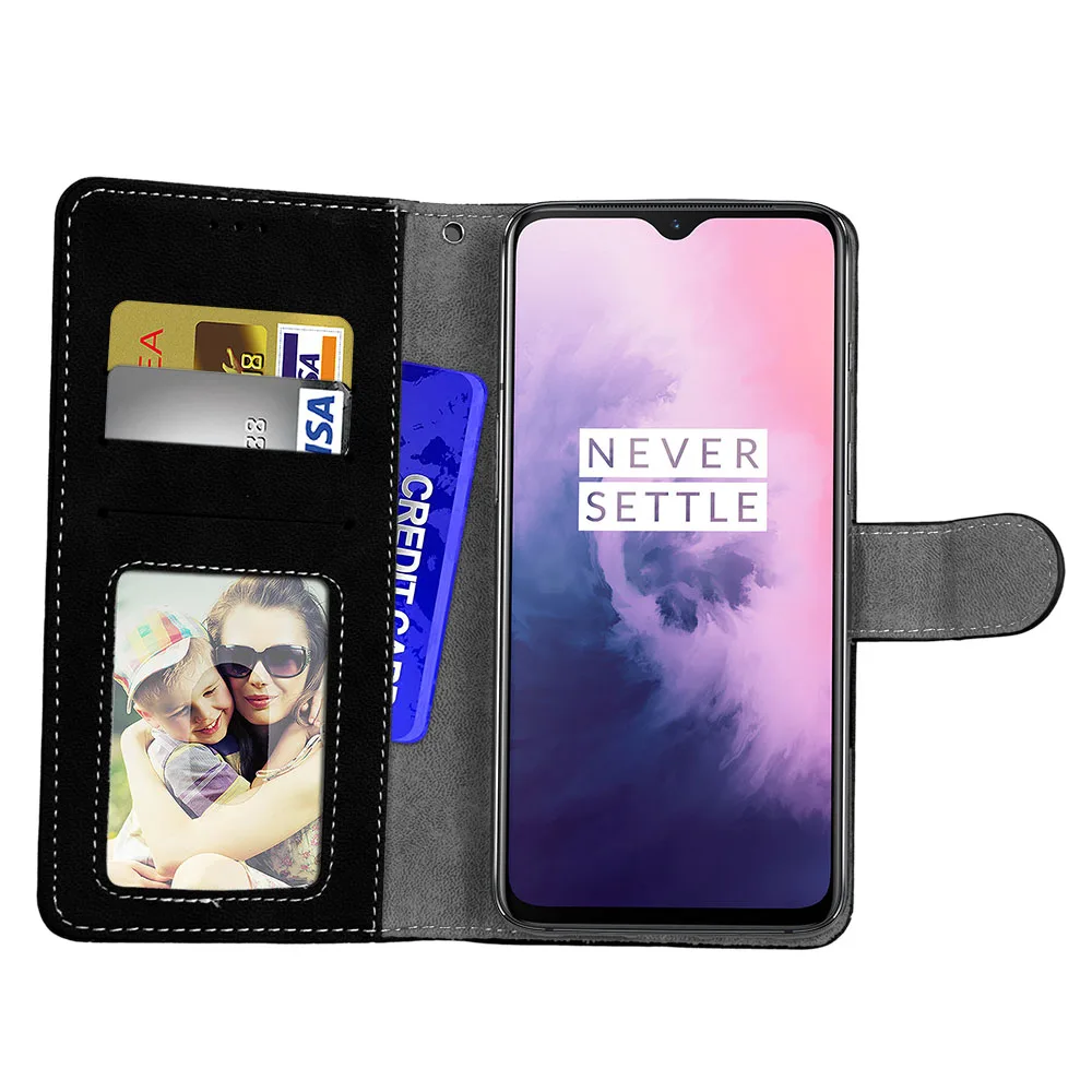 Best 100pcs/lot Vintage Scrub 3 card flip wallet leather cover case for One plus 5 5T 6 7 7 Pro Oneplus 5 5 T 6 7 7 Pro shell 5