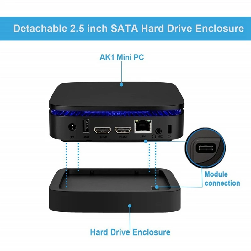 Sale Ak1 Mini Pc Computer For Windows Linux With Intel Celeron J3455 Cpu Ddr3 6G 64G Ram 4K Wifi Hdd Usb3.0 Hdmi Rj45 Tf Card Eu Plug 9