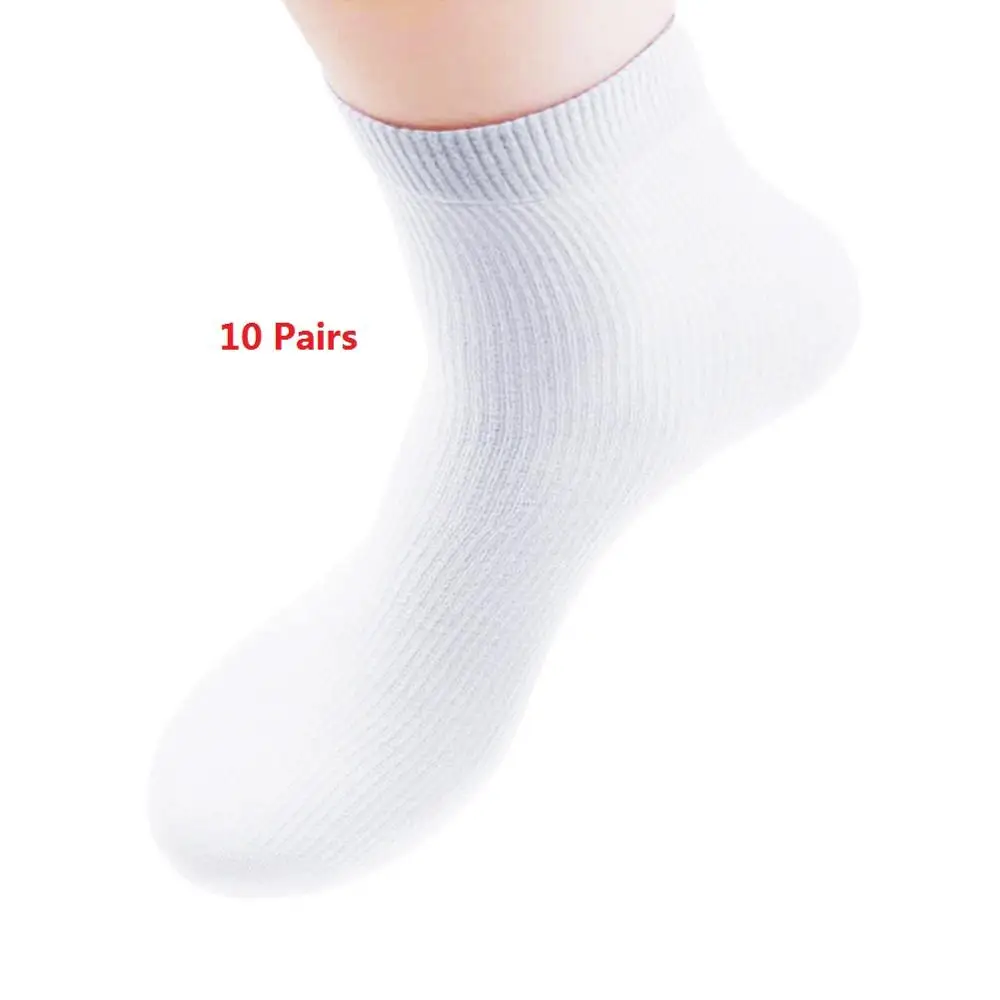 10 пар носков для лета, весны, осени, нескользящие носки для взрослых женщин, Мягкие Ультратонкие однотонные носки унисекс, белые, черные, серые - Цвет: White