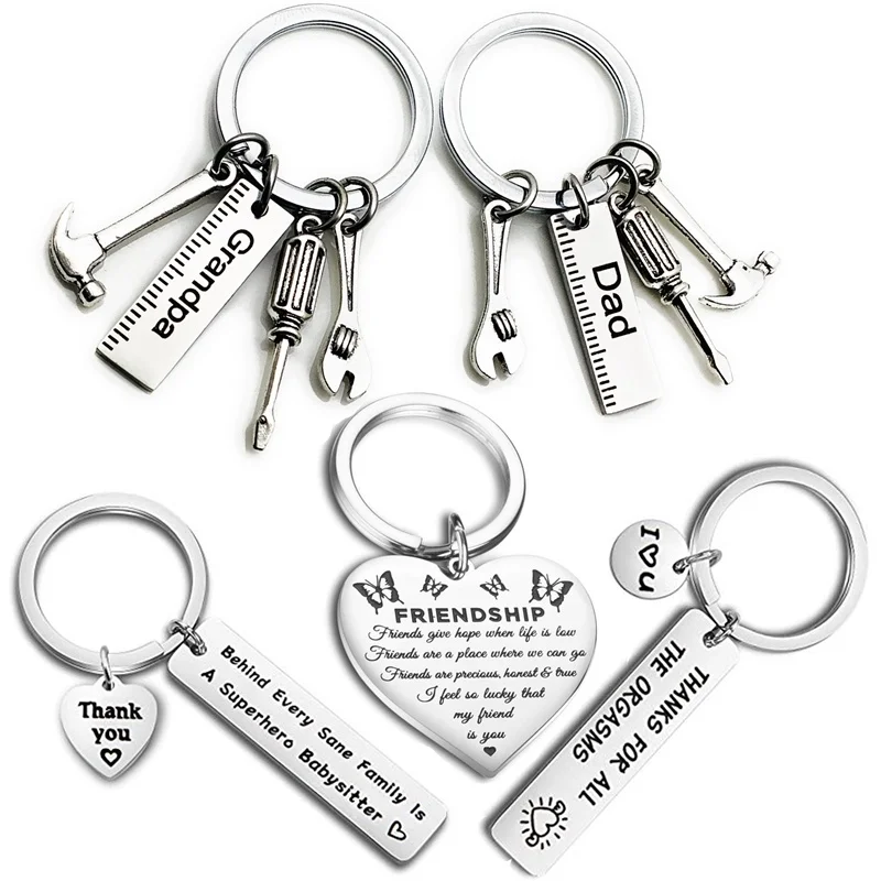 

Fashion Keyring Gifts Engraved Drive Safe for Dad Car Keychain Metal Key Rings Women Men Friend DIY Key Chain Pendant Jewelry