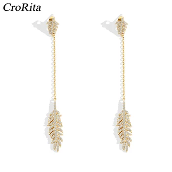 

CroRita Classic Leaf Plant Line Dangle Earrings Long Tassel Shape Pendant Charms Earring Handmade For Women Jewelry
