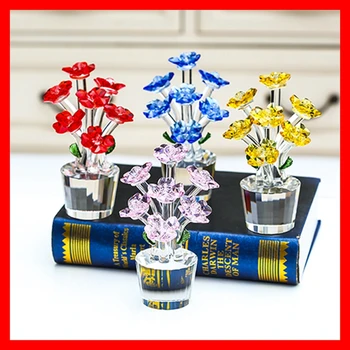 

CRYSTAL FLOWER LIVING ROOM TV CABINET CREATIVE DECORATION HOLIDAY GIFT OFFICE CRAFT ORNAMENTS