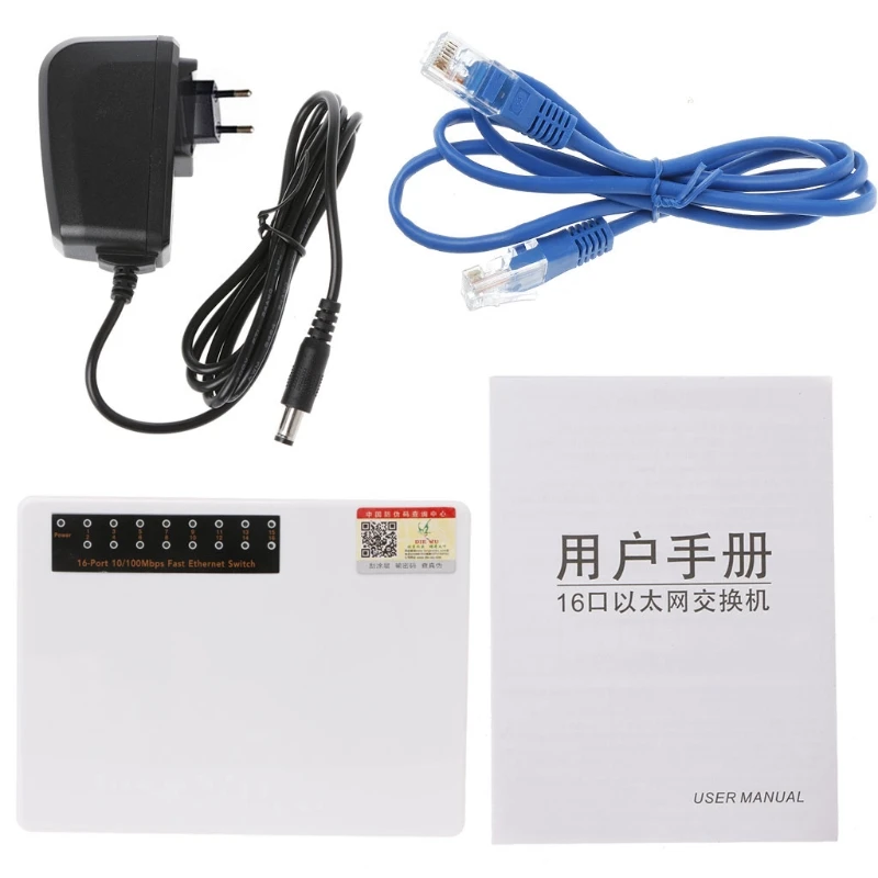 Мини 16-Порты и разъёмы 10/100 Мбит/с Fast LAN Ethernet сетевой коммутатор gigabit хаб настольное адаптер
