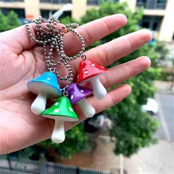 

YEYULIN Fashion Cartoon Color Mushroom Necklace Personality Cute Resin Pendant Girl Daily Charm Jewelry Gift
