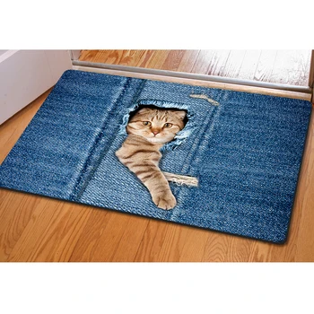 

Non-Slip Entrance Door Mat Living Room Coffee Table Felt Carpet Mat Bathroom Rubber Rug Cartoon Animal Print