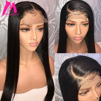 

4x4 Lace Closure Wig Brazilian Human Hair Wigs Straight Natural Short Long Remy Hair pre plucked For Black Women Maxglam 130%