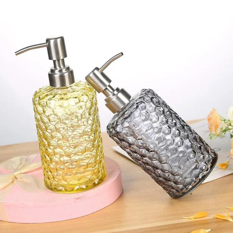 500ml Soap Shampoo Dispenser Liquid Hand Soap Glass Bottle with Stainless Steel Pump for Bathroom Portable Dispensers soap dispenser,shampoo dispenser