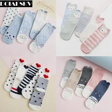 DOIAESKV, 5 пар, носки в стиле Харадзюку С мультяшным животным рисунком кота, корейские женские счастливые носки, милые женские носки с невидимым принтом