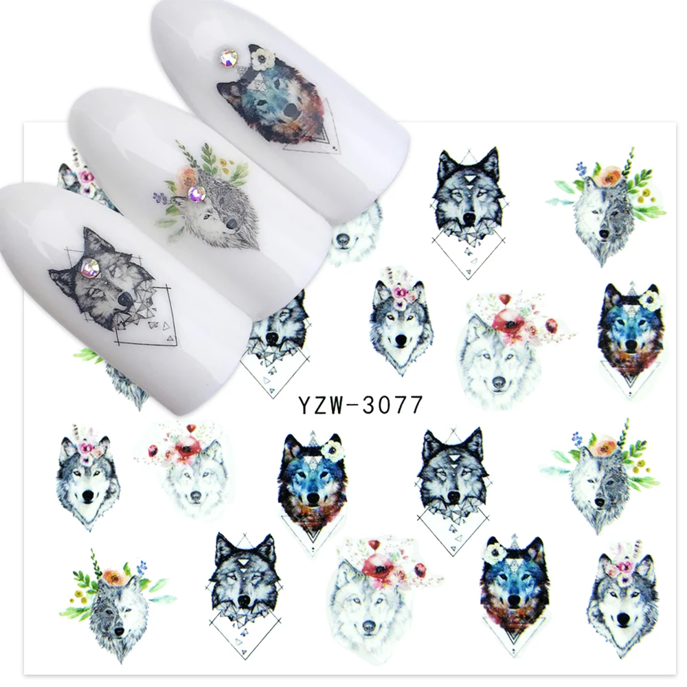 Nails Stickers Maple Leaf Seahorse Nail Sticker Pattern Transfer Nails Series Watermark Nail Decals Flowers Butterflies Color