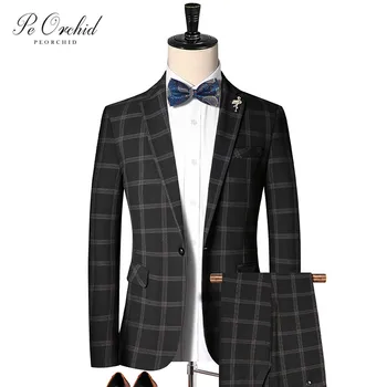 

PEORCHID Black Italian Mens Suits 2020 Wedding Clothes For Men Blazer Slim fit Suit Business Groom Tuxedo Costume 2 Pieces Homme