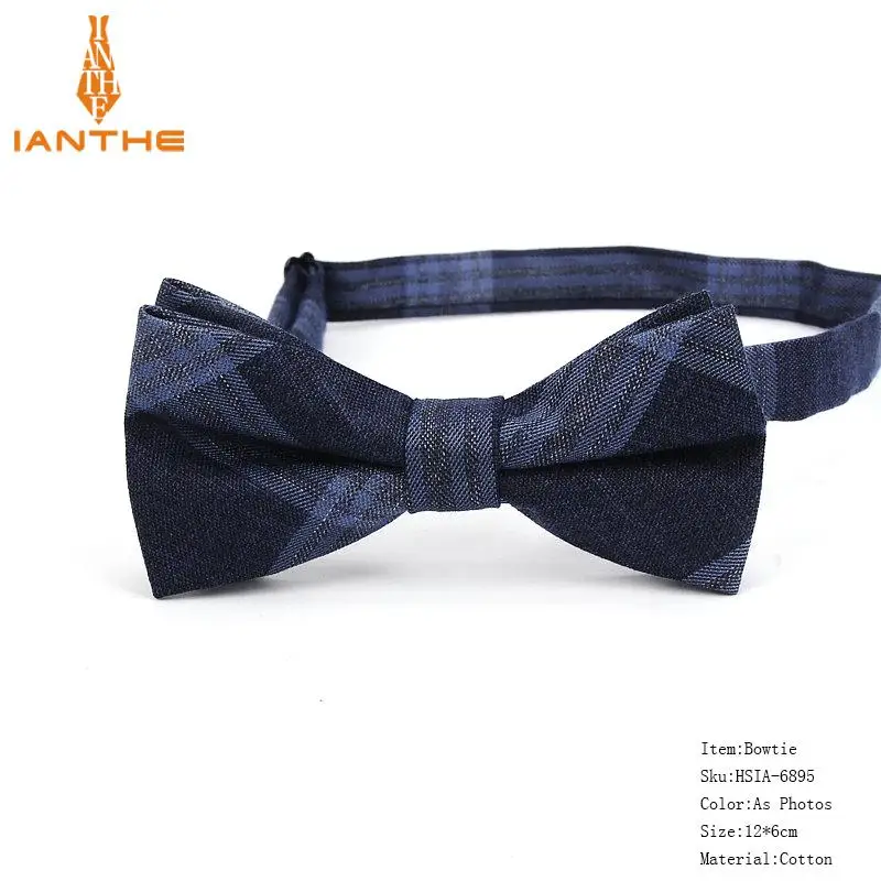Модный галстук-бабочка для мужчин, Классическая клетчатая галстук-бабочка, мужской деловой Свадебный галстук-бабочка для взрослых, хлопковые мужские бабочки, галстук в клетку темно-синего цвета - Цвет: Photo Colors