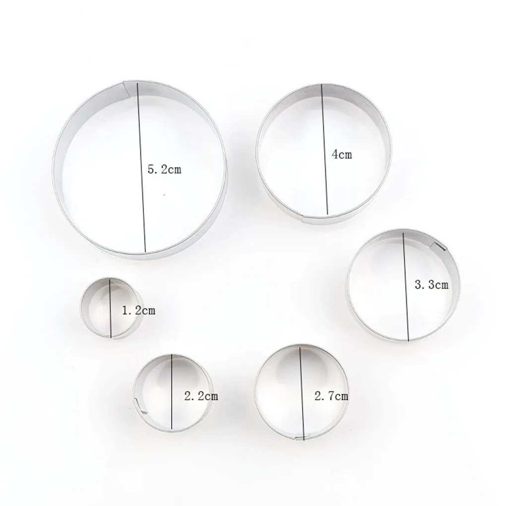 

new 6pcs/set Round Circle Fondant Baking Cutters Chocolate Mould Clay Mold DIY Cake Tools