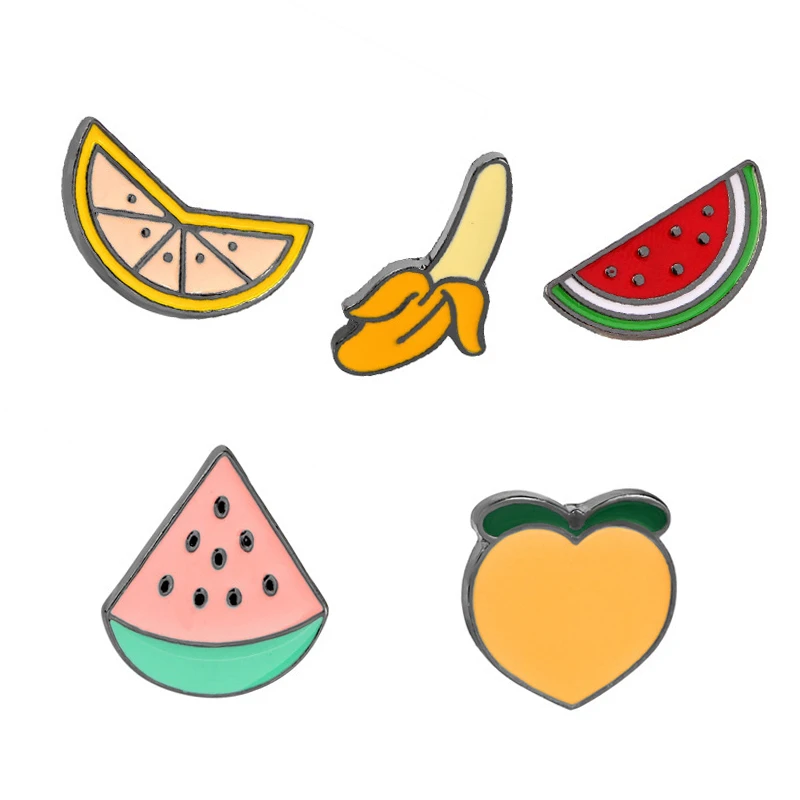 

New Colorful Fruit Badges Enamel Pins Brooch for Children Baby Cartoon Watermelon Peach Banana Brooches Gift Jewelry Accessories