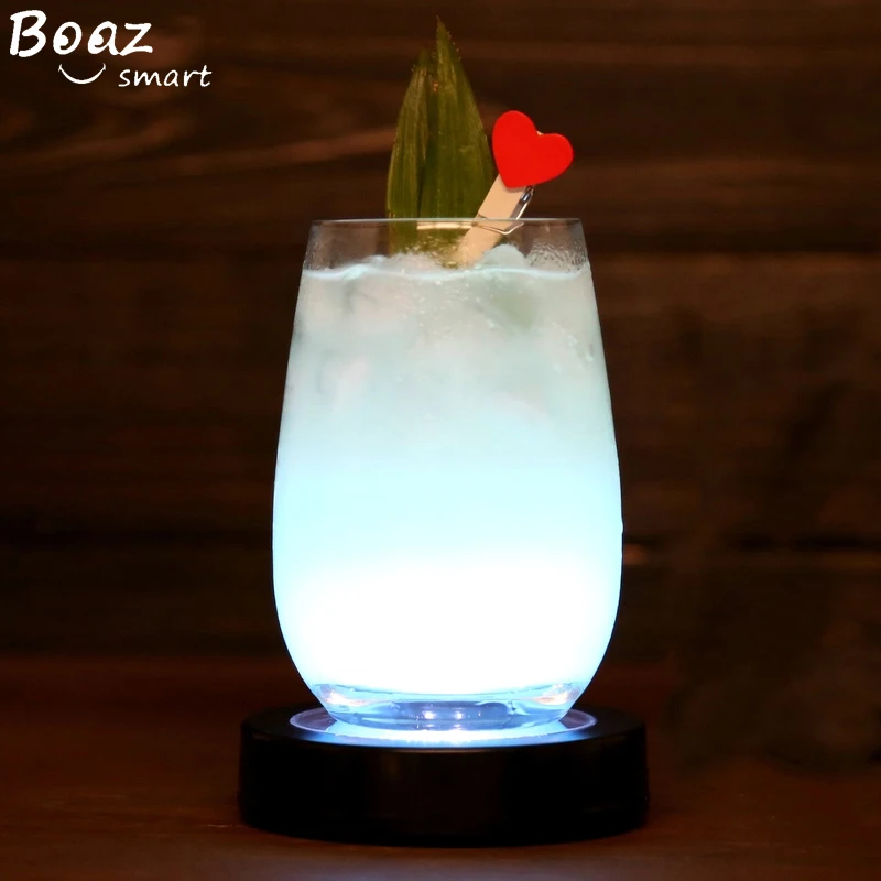 

Boaz Round Shape LED Coaster Light Up Bottle Cup Mat Induction flash Light Cup Mat USB charging Battery Home Party Club Bar
