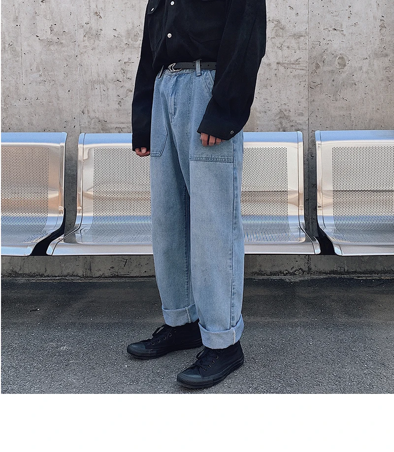 Мужские джинсы 2019 четыре сезона подходят для новых Узкие прямые брюки простые джинсы свободные повседневные индивидуальные Молодежные