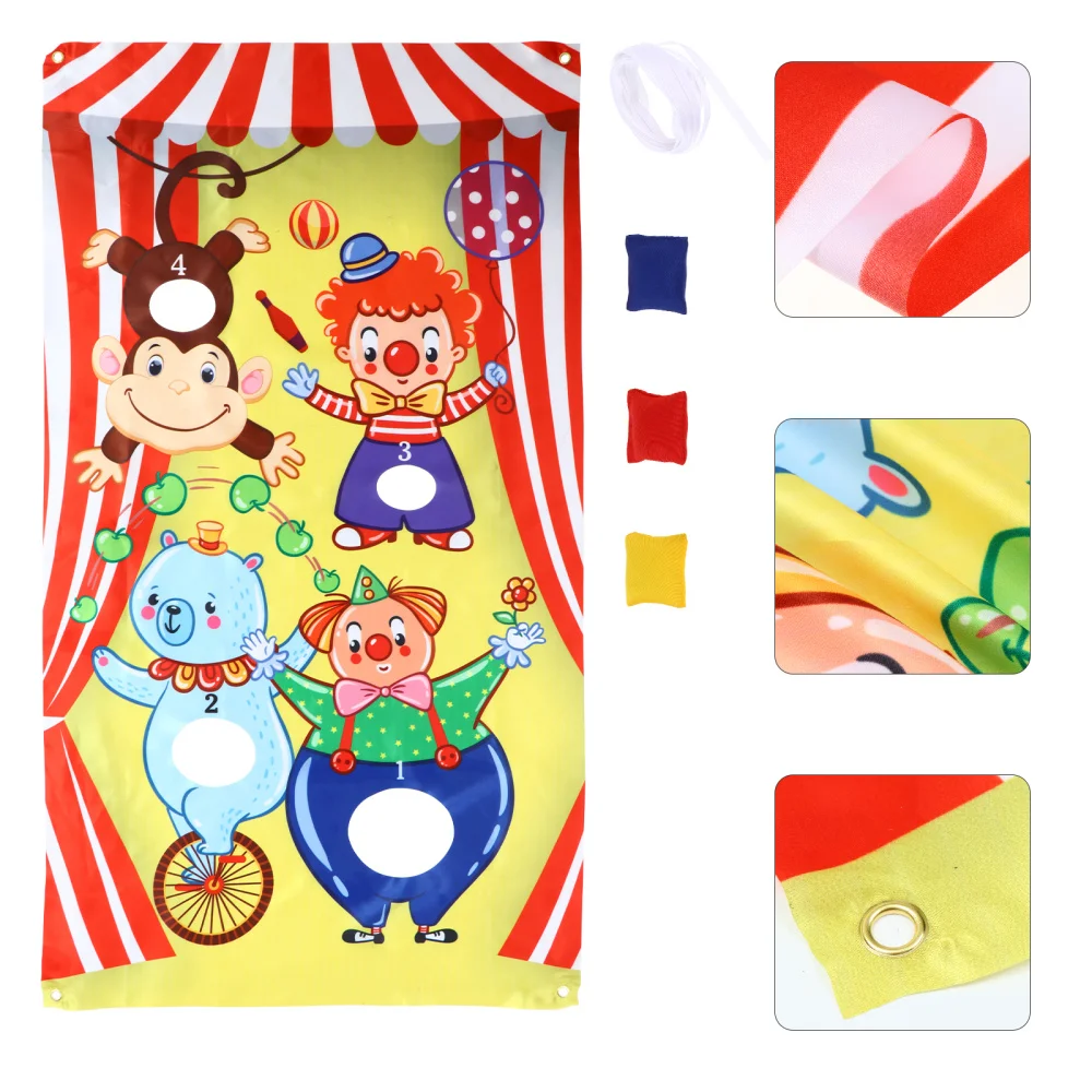 Whaline 50" x 40" Carnival Toss Game with 4 Bean Bags Circus Backdrop Throwing G 