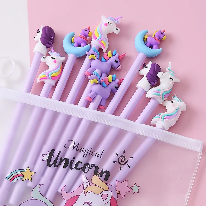 10Pcs / Set Cute Gel Pen Kawaii Random Pattern Unicorn Pony 0.5m Black Gel Ink Pen School Stationery Office Suppliers Gifts 10Pcs / Set Cute Gel Pen Kawaii Random Pattern Unicorn Pony 0.5m Black Gel Ink Pen School Stationery Office Suppliers Gifts