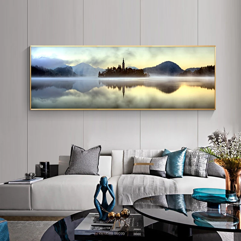Modern Landscape Wall Art Posters And Prints Island in Lake Canvas Paintings On The Decorative Pictures For Living Room | Дом и сад