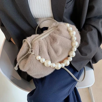 

Sac A Main Design Faux Fur Clutch Bags for Women 2021 Winter Soft Small Crossbody Shoulder Bag Party Trend Handbags and Purses