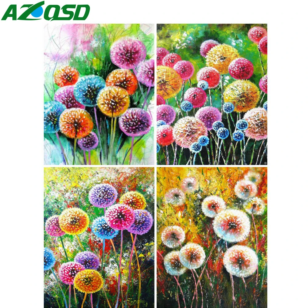 

AZQSD Diamond Painting Dandelion Full Square 5d Diamond Embroidery Flower Diy 5d Picture Of Rhinestones Home Decor Gift