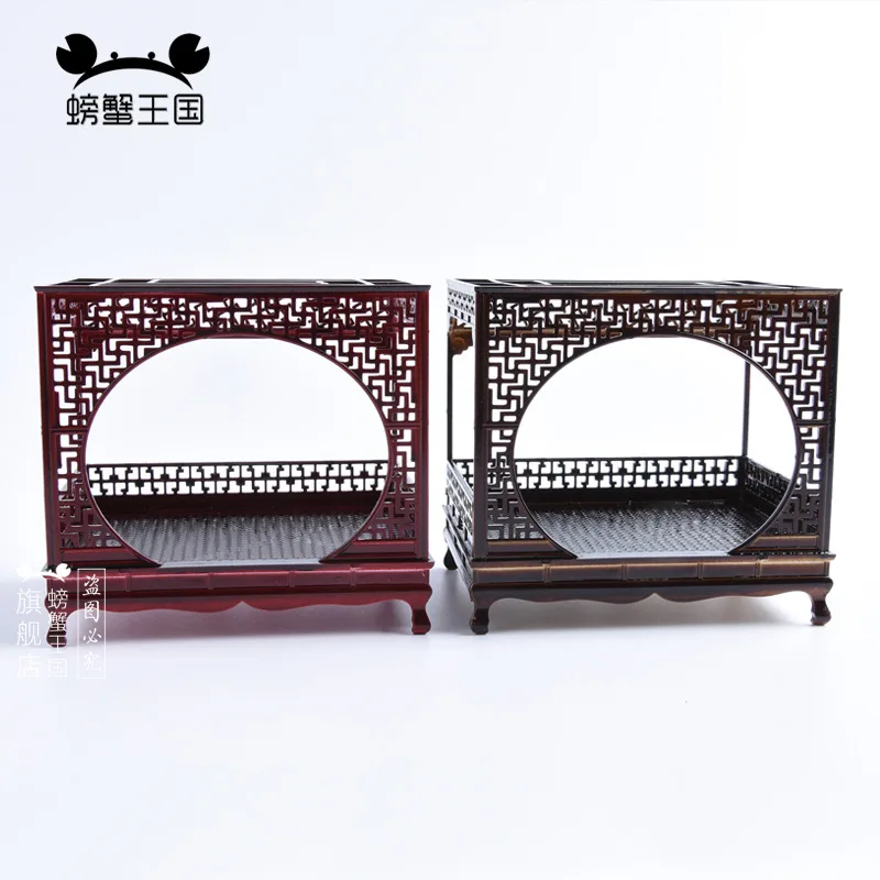 

Crab Kingdom Chinese Style Furniture Model Ming Huanghauli Wood Moon Gate Cover Canopy Bed 1: 25 Finished Product