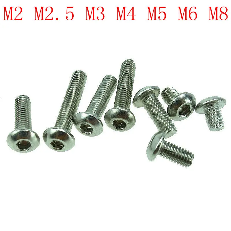 Болты с шестигранной головкой из нержавеющей стали болты круглой грибной M2 M2.5 M3 M4