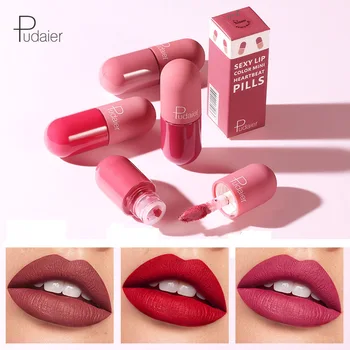 

Pudaier Mini Capsule Matte Liquid Lipstick 18 Color Velvet Waterproof Lip Gloss Long Lasting Sexy Matt Red Brown Makeup Lipstick