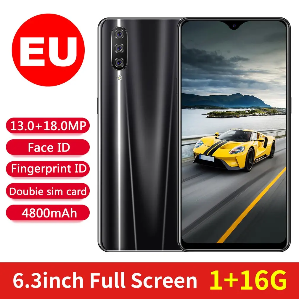 M9 6,3 дюймов полный экран сотовый телефон отпечатков пальцев Android 1 с 16G 4800 Mah 3g смартфон разблокировка лица мобильный телефон
