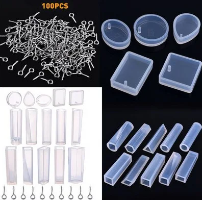 1 set Silicone Mold Necklace Earring Pendant Silicone uv Resin DIY Clay Epoxy Resin Casting Molds Set For Jewelry making