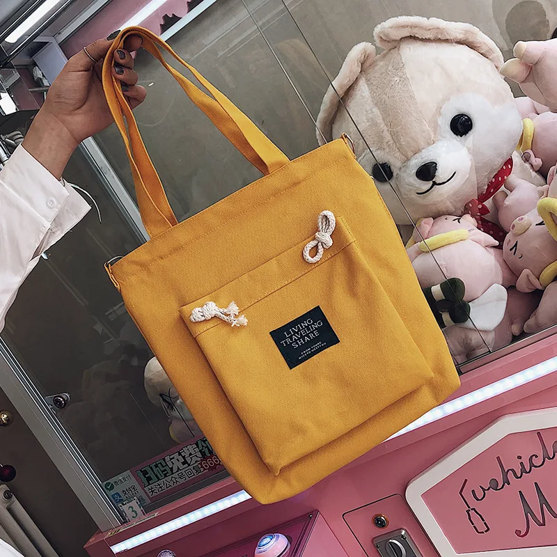 

New Style Canvas Handbag INS Printed Lettered WOMEN'S Cross-body Bag Literature And Art Canvas Bag Women's