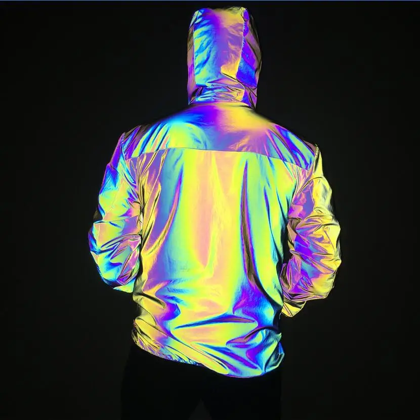 LZLRUN Rainbow Reflective Windbreaker Jacket