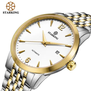 

STARKING Brand Men Mechanical Watch 28800 Beats Full Automatic Self-wind Stainless Steel Male Luxury Wristwatch Gold Case