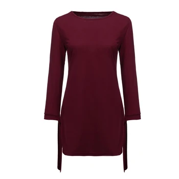 

Spring And Summer European And American Solid Color Dress Casual Round Neck Solid Color Cropped Sleeve Dress