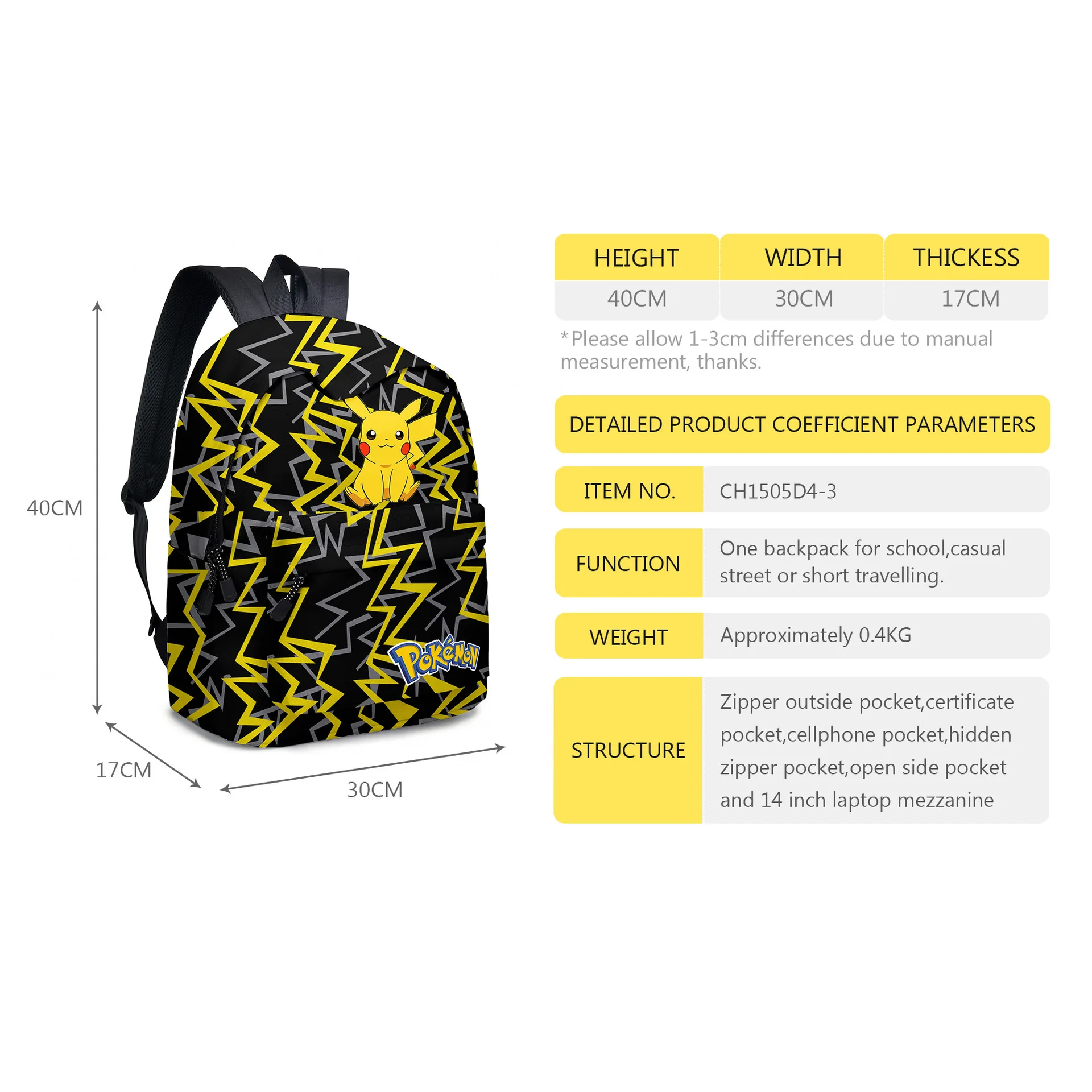 Backpacks Pokemon 3d Accessories Cute Boys Girls Figures Cm Aliexpress