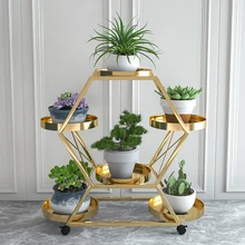 

Nordic Light Luxury Wrought Iron Flower Stand Indoor Balcony Rack Living Room Movable Multi-Layer Floor-Standing Flower Pot Rack