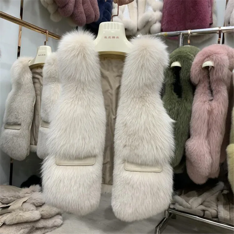 Женский жилет из натурального Лисьего меха, короткий женский зимний жилет из натурального меха, женский короткий жилет из натурального меха