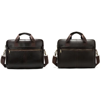 

Messenger Bag Men'S Leather 14 Inch Laptop Bag Office Briefcase Business Tote Shoulder Bag Portable Handbag For Men