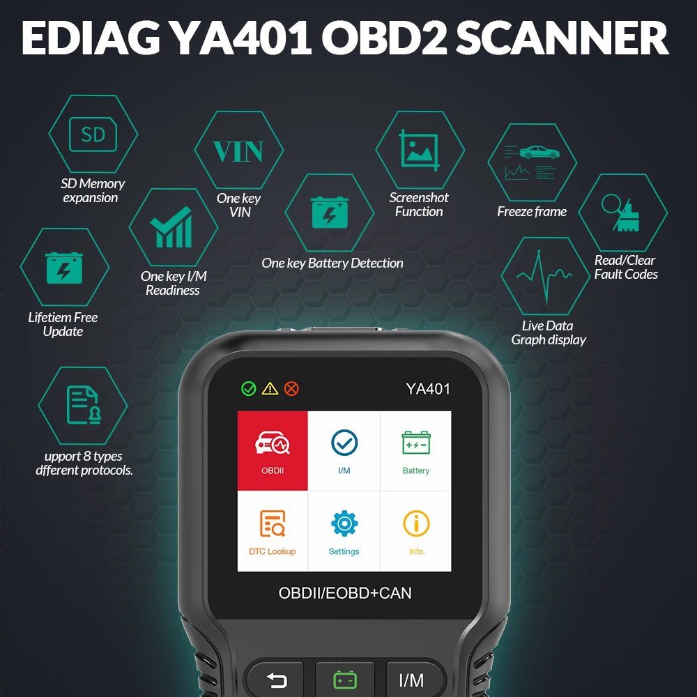 Диагностический сканер EDIAG YA401 OBDII автоматический кодов DTC для быстрого