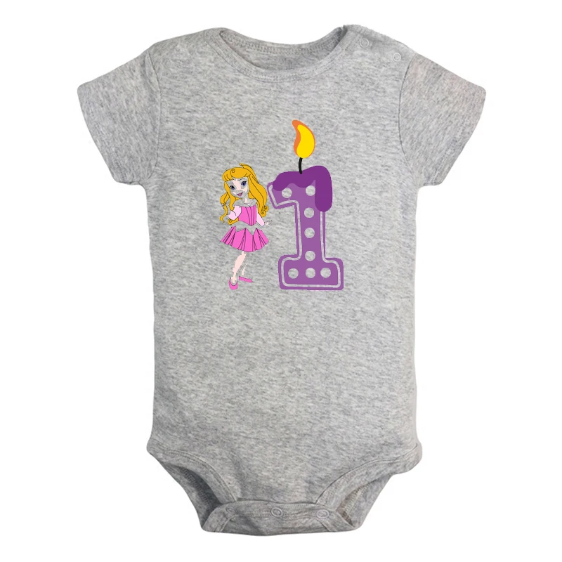 ifBaby2824G Милая Одежда для новорожденных девочек и мальчиков с надписью «I'm 1 Year Little Tiana» на первый день рождения комбинезон с короткими рукавами - Цвет: ifBaby2824G