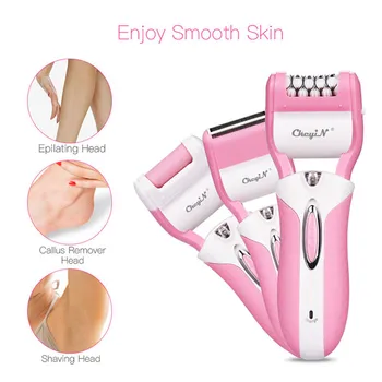 

3 In 1 Epilator Rechargeable Lady Shaver Razor Female Hair Removal Face Depilador Electric Callus Remover Foot File Pedicure