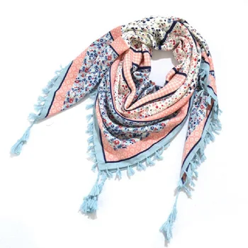 

Spring Big Square Scarf Quality Cotton Tassel Wrap Hair Head Hijab Retro Vintage Russia luxury brand foulard femme bufanda mujer