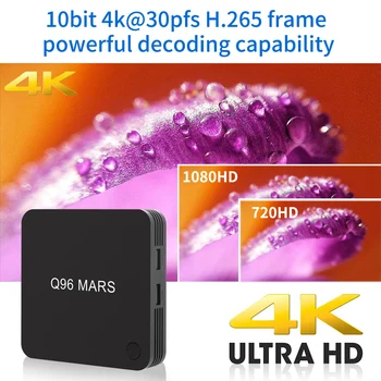 

Q96 MARS TV Box Android 7.1 Smart TV Box Amlogic S905W Quad Core 4K HD Media Player w/ Remote Control UHD 1GB/8GB 2.4G WiFi 100M