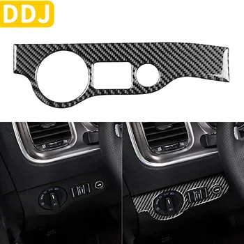 

For Dodge Charger Carbon Fiber Head Light Switch Frame Panel Cover Sticker 2Pcs LD 2015+ SE RT Interior Tuning Car Accessories