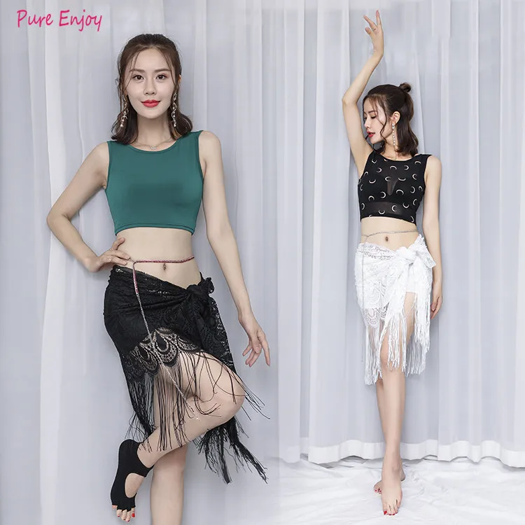 Belly Dance Hip Towel Практика одежды набор кисточкой четыре квадратных полотенце начинающих танец талии цепи производительности бедра полотенце талии полотенце