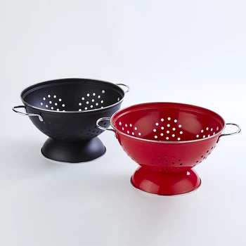 

Stainless Steel Vegetable Storage Basket Bread Basket Drain Food Fruit Basket for Kitchen and Living Room Dining Room-Red