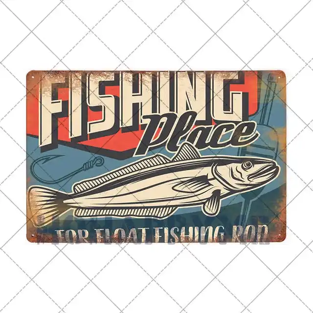 Fish Metal Tin Signs Retro Poster Fishing Site Door Plates Outdoor Decorative Bar Club Iron Wall Plaques Vintage Decor 20x30CM 2181050