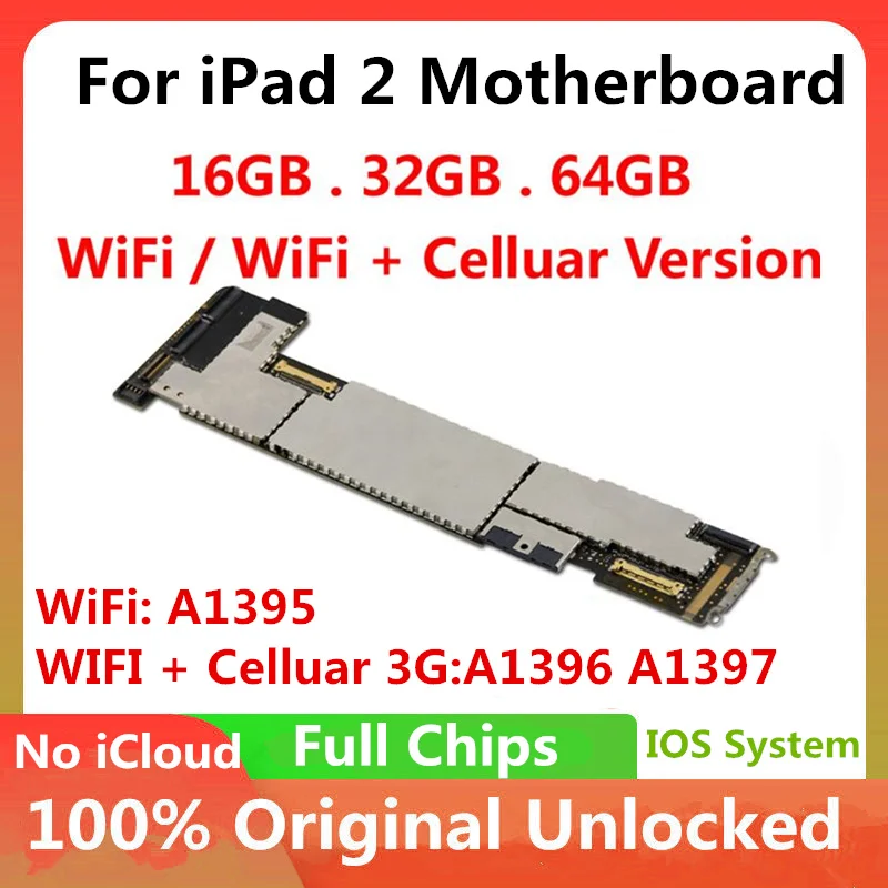 Оригинальная материнская плата для iPad 2 WIFI A1395 / WiFi + Celluar 3G версия A1396 A1397