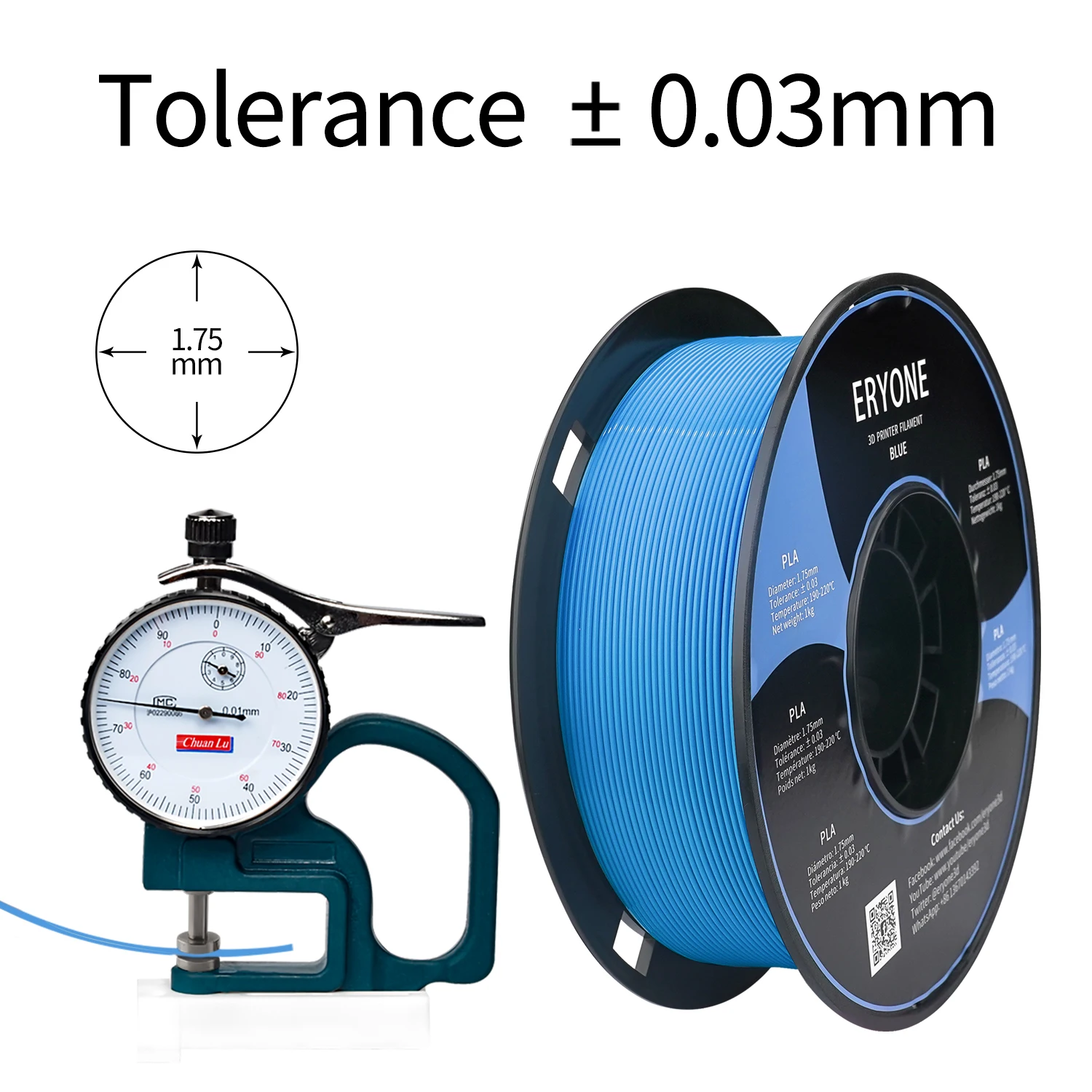 Erione Padrão Pla Filamento 1kg 1.75 mm 3d Pla Baixo Encolhimento Consumível para Impressora 3d Shipp Rápido Alta Qualidade - Imagem 6