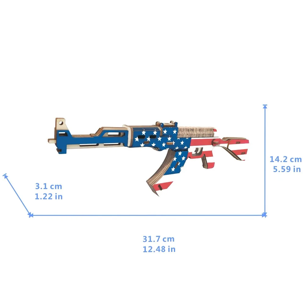 Пистолет с американским флагом DIY 3D деревянная головоломка по дереву сборочный Набор для резки деревянных игрушек для рождественского подарка 3170